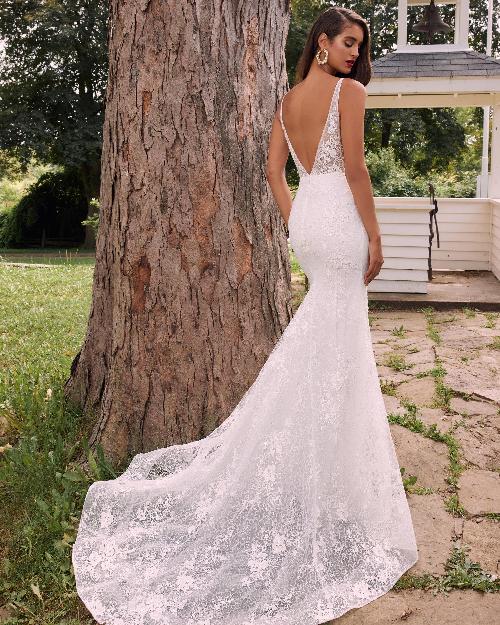La22109 sexy backless wedding dress with lace and tank straps1